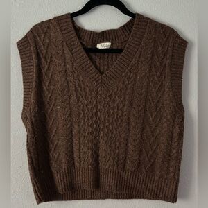 Brown v-neck Sweater Vest- Medium